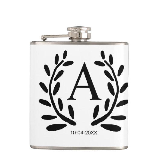 FLASQUES MONOGRAM GROOMSMAN AJOUTER ANNÉE DATE NOM DONS (Devant)