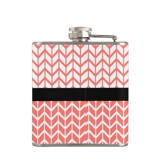 Flasques Monogram Orange Blanc Chevron Motif Bold Moderne (Dos)