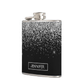 Flasques Monogram Silver Glam Parties scintillant Nom de l' (Gauche)