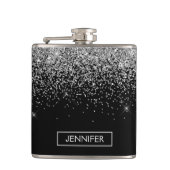 Flasques Monogram Silver Glam Parties scintillant Nom de l' (Devant)
