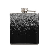 Flasques Monogram Silver Glam Parties scintillant Nom de l' (Dos)