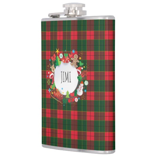 Flasques Monogram Winter Holiday Noël Ecosse Motif (Gauche)