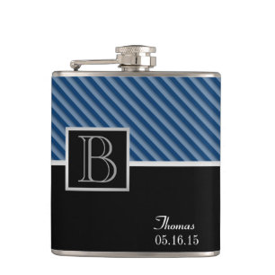 Flasques Monogramme à bande bleue avec couleur changeante