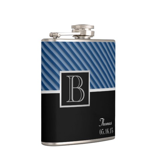 Flasques Monogramme à bande bleue avec couleur changeante (Droite)