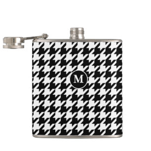 Flasques Monogramme à carreaux noir et blanc moderne classi