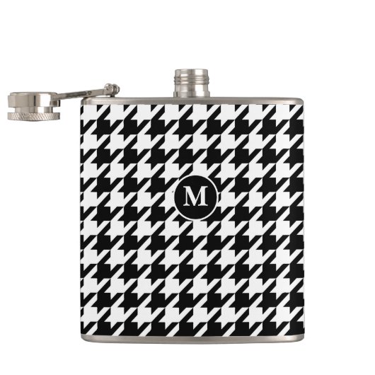 Flasques Monogramme à carreaux noir et blanc moderne classi (Ouvert)