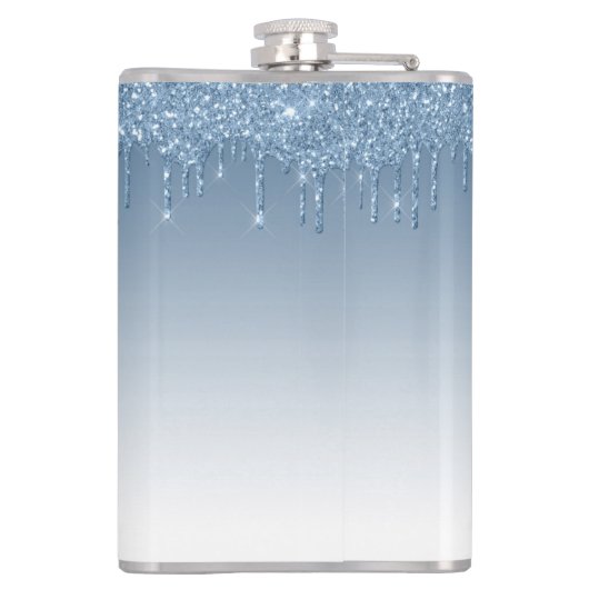 Flasques Monogramme à Parties scintillant à goutte bleue (Dos)