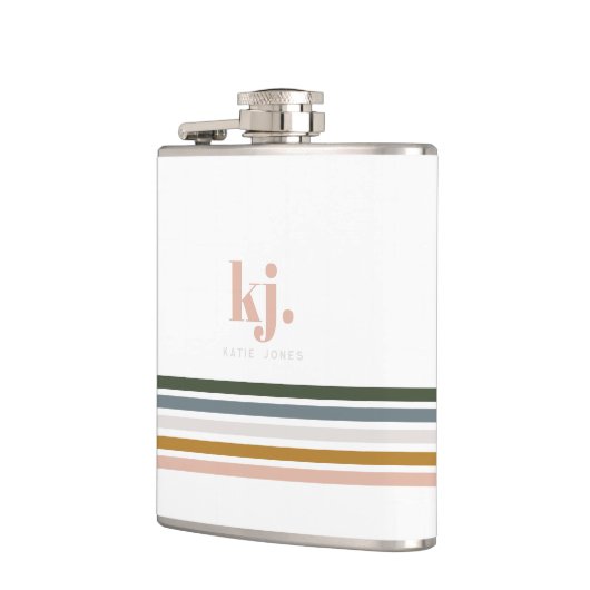 Flasques Monogramme à rayures rétro chic (Gauche)