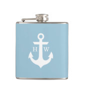 Flasques Monogramme Ancre bleu clair et blanc (Devant)