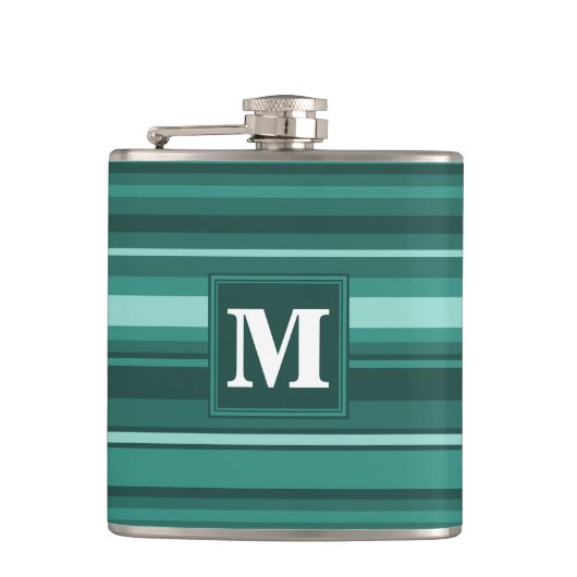 Flasques Monogramme bandes turquoises (Devant)