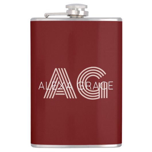 Flasques Monogramme beige moderne (Devant)