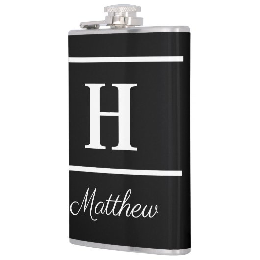 Flasques Monogramme blanc noir simple et élégant (Gauche)