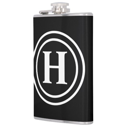 Flasques Monogramme blanc noir simple et élégant (Gauche)