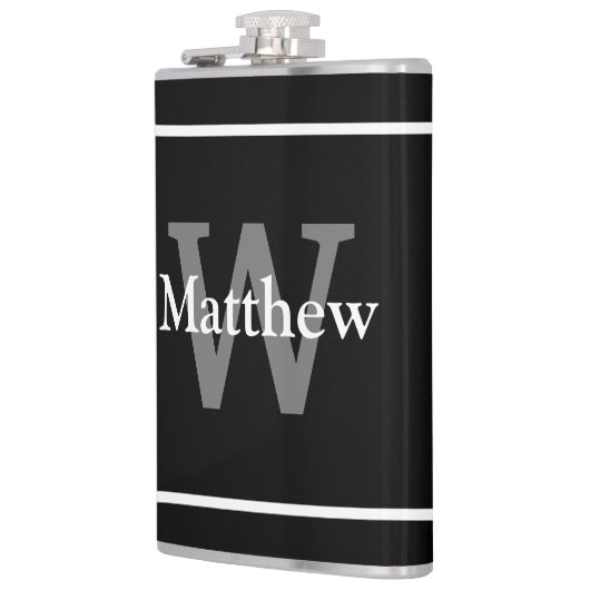 Flasques Monogramme blanc noir simple et élégant (Gauche)