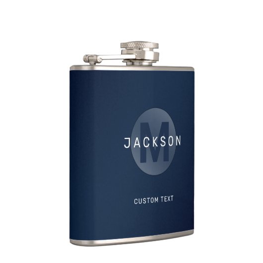 Flasques Monogramme bleu marine moderne simple personnalisé (Droite)
