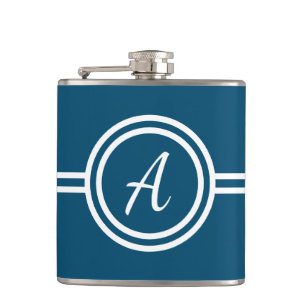 Flasques Monogramme bleu minimal moderne initial