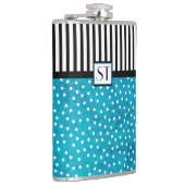 Flasques Monogramme Bleu Polka Dot Black Stripes (Droite)