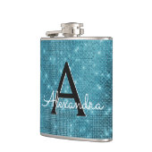 Flasques Monogramme bleu turquoise et initiale (Gauche)
