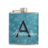Flasques Monogramme bleu turquoise et initiale (Devant)