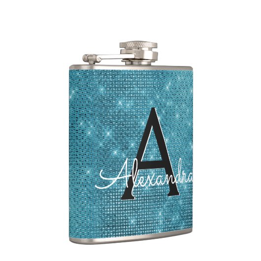 Flasques Monogramme bleu turquoise et initiale (Droite)