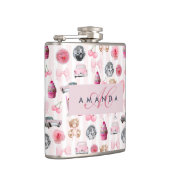 Flasques Monogramme Blush Rose Retro Disco Ball Coquette (Droite)