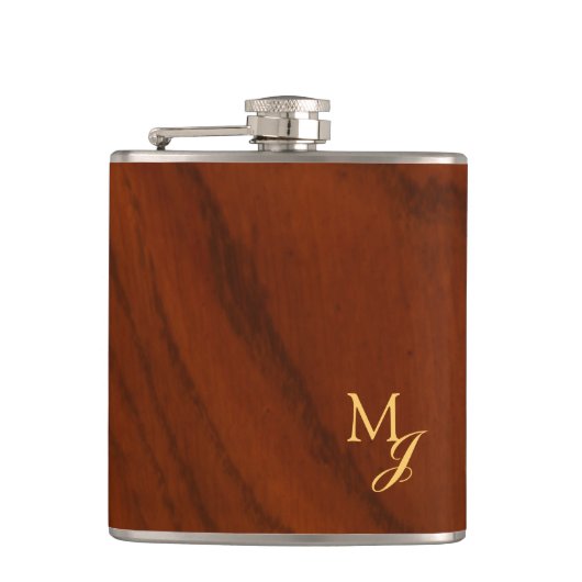 Flasques Monogramme Bois Faux (Devant)