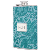 Flasques Monogramme botanique sarcelle vintage William Morr (Gauche)