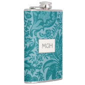 Flasques Monogramme botanique sarcelle vintage William Morr (Droite)