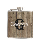 Flasques Monogramme Brown bois beau moderne (Devant)
