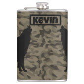 Flasques Monogramme Brown Camo Black Wolf Silhouette | (Devant)