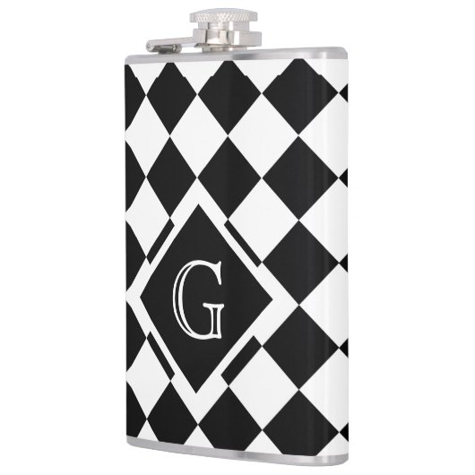 Flasques Monogramme Carré rétro classique noir blanc triang (Gauche)