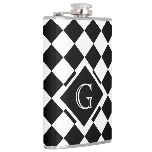 Flasques Monogramme Carré rétro classique noir blanc triang (Droite)