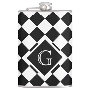 Flasques Monogramme Carré rétro classique noir blanc triang