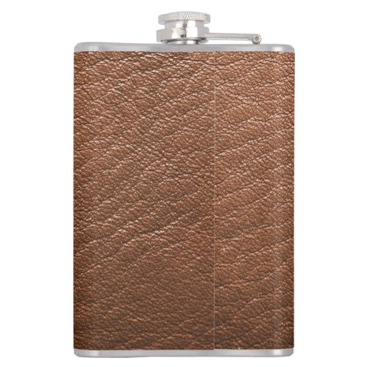 Flasques Monogramme Chic Cuir Brown Nom Script Moderne (Dos)