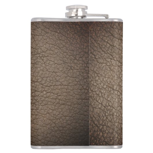 Flasques Monogramme Chic Cuir Brown Nom Script Moderne (Dos)