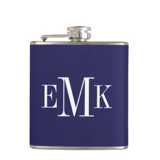 Flasques Monogramme classique bleu marine