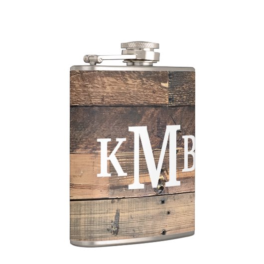 Flasques Monogramme classique en bois rustique chic personn (Droite)