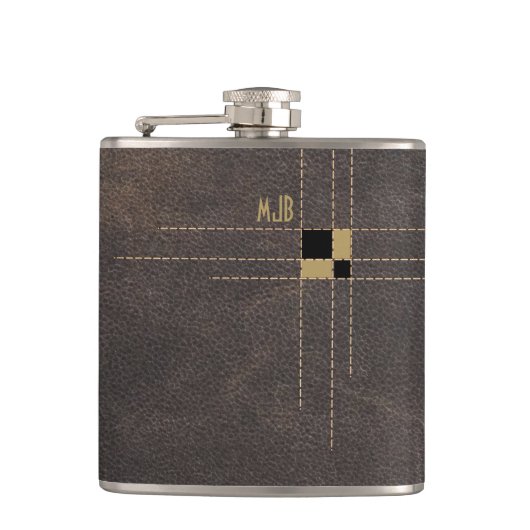 Flasques Monogramme classique en cuir pointu (Devant)