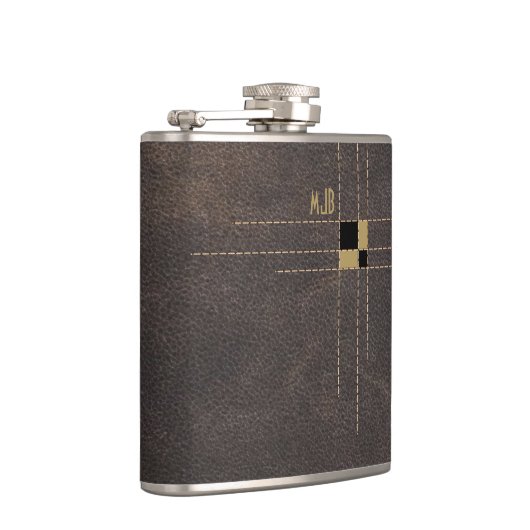 Flasques Monogramme classique en cuir pointu (Droite)