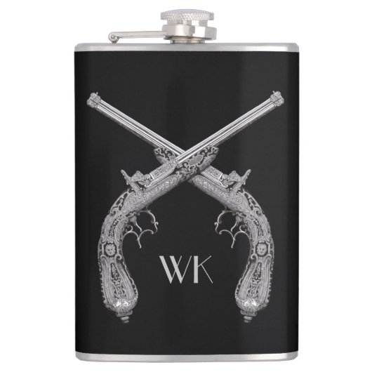 Flasques Monogramme Croisé Pistols Noir (Devant)