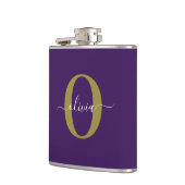 Flasques Monogramme customisé Nom du script Purple White Go (Gauche)