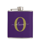 Flasques Monogramme customisé Nom du script Purple White Go (Devant)