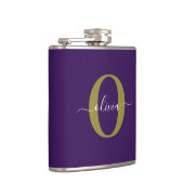 Flasques Monogramme customisé Nom du script Purple White Go (Droite)