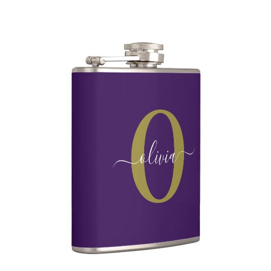 Flasques Monogramme customisé Nom du script Purple White Go (Droite)