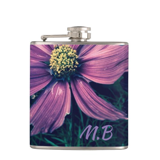 Flasques Monogramme d'art photo de fleurs violet foncé (Devant)