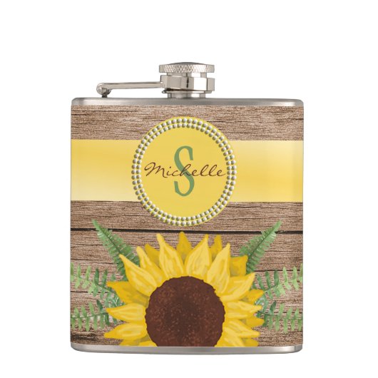 Flasques Monogramme de bois Vintage de tournesol (Devant)