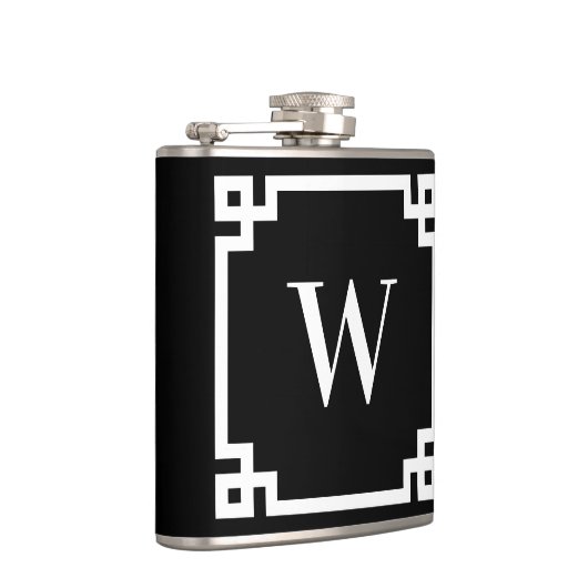 Flasques Monogramme de bordure de clé grecque noire et blan (Droite)