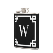 Flasques Monogramme de bordure grecque noir et blanc (Gauche)