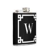 Flasques Monogramme de bordure grecque noir et blanc (Droite)