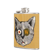 Flasques monogramme de chat amusant personnalisé (Gauche)